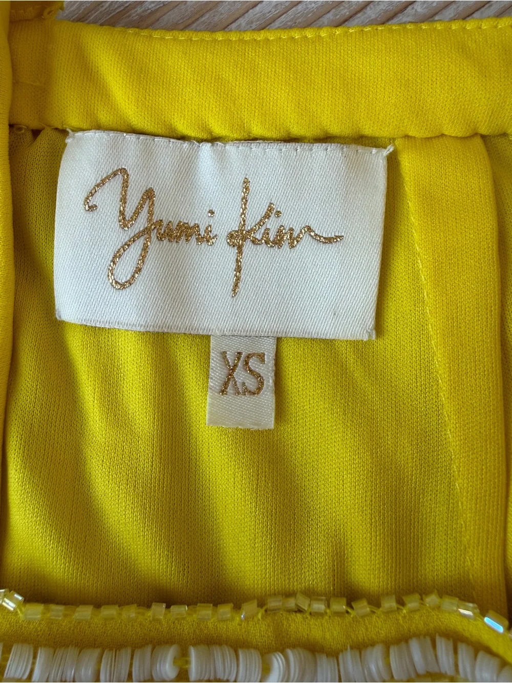 Yumi Kim Yellow Beaded Mini Skirt